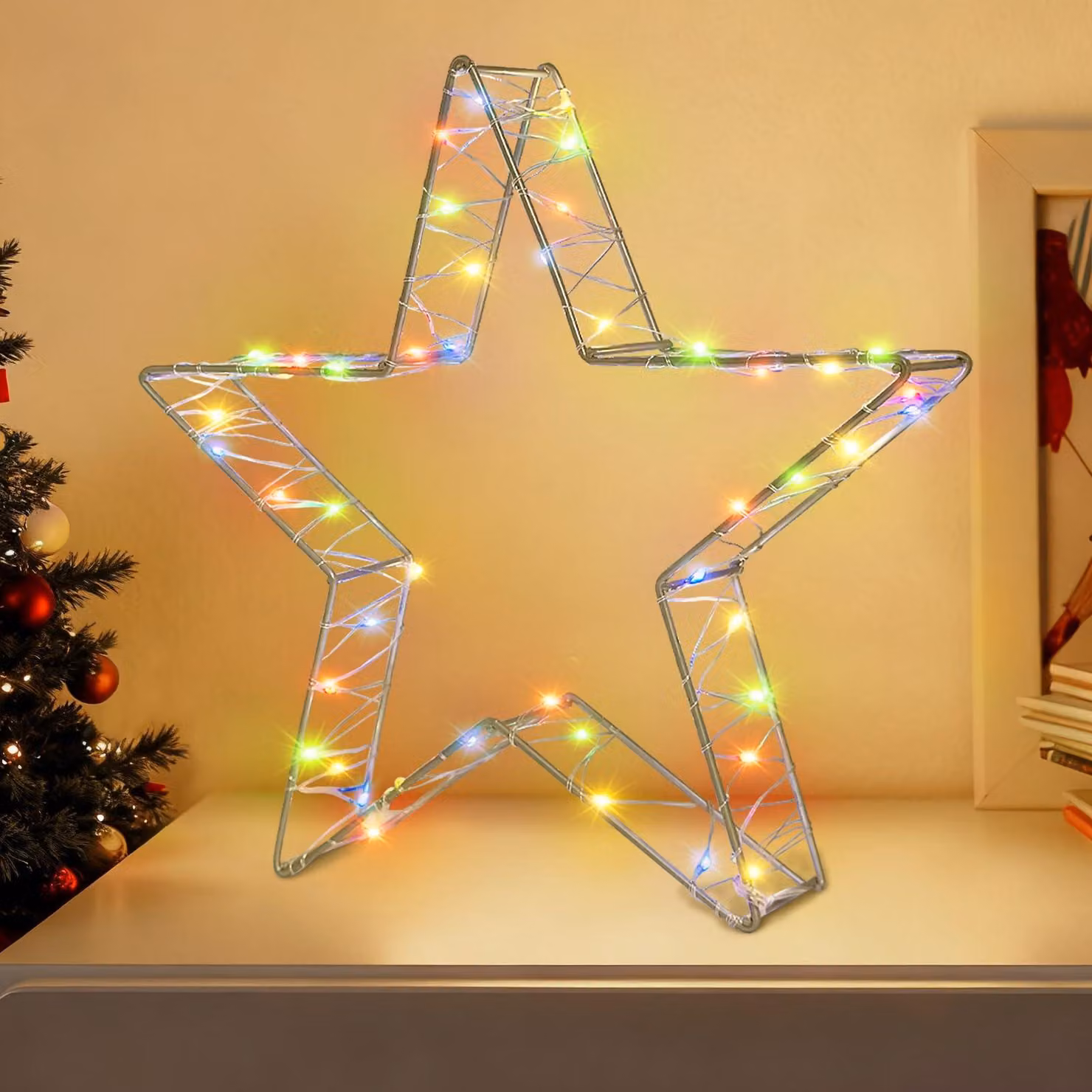 Luci a LED per esterni, 50 luci, con timer, 8 modalità, dimensioni 32x30,5 cm, realizzate in metallo