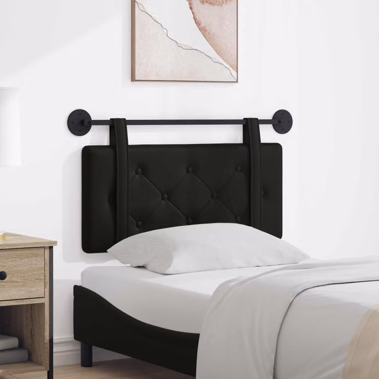 Testiera per letto sospesa vidaXL in similpelle nera con design moderno