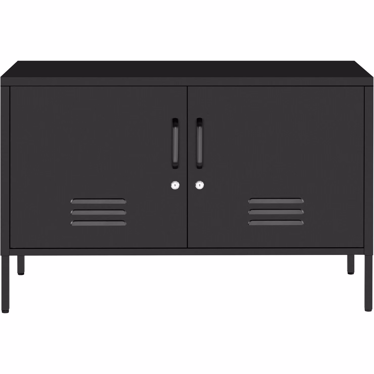 Credenza minimalista tectake in metallo e plastica, finitura nera opaca, L: 100,0 cm, P: 42,5 cm, H: 65,0 cm – 2
