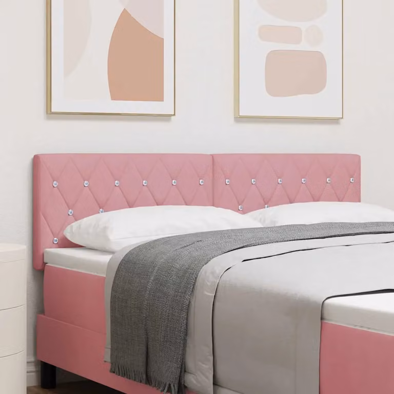 Testiera per letto vidaXL in velluto rosa, larghezza: 144 cm
