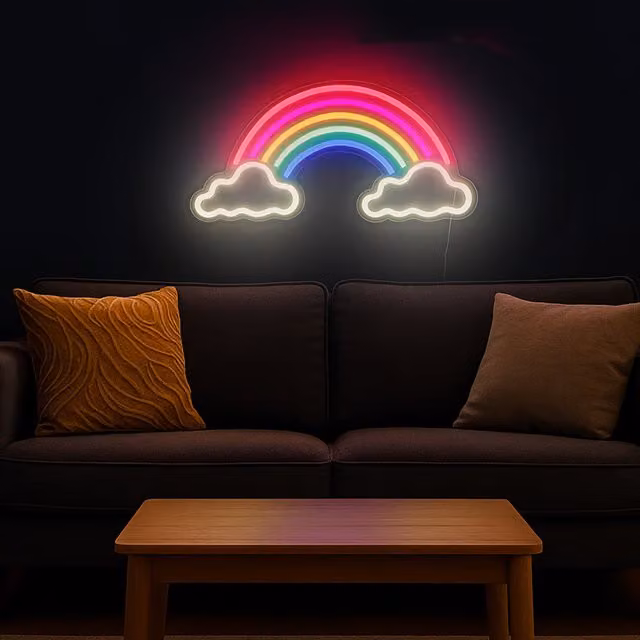Insegna neon Arcobaleno KASANOVA multicolore con alimentazione USB per parete
