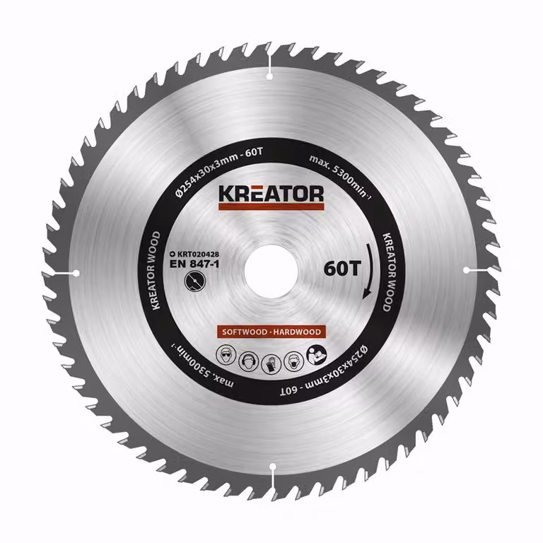 Lama circolare Ø 254 x 30 x 3 mm 60 denti Lama per legno + 3 anelli di riduzione