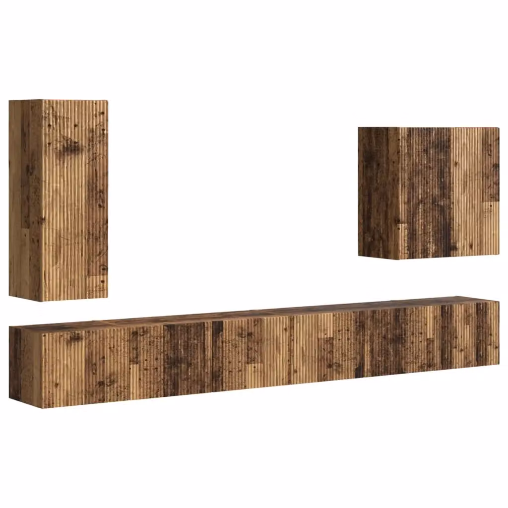 Set di 6 mobiletti da TV a parete vidaXL in legno marrone stile moderno – 2