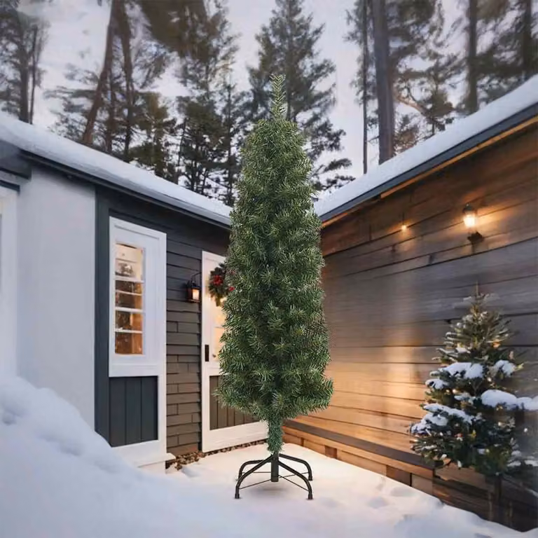 vidaXL Albero di Natale Sottile con Base 270 cm in PVC