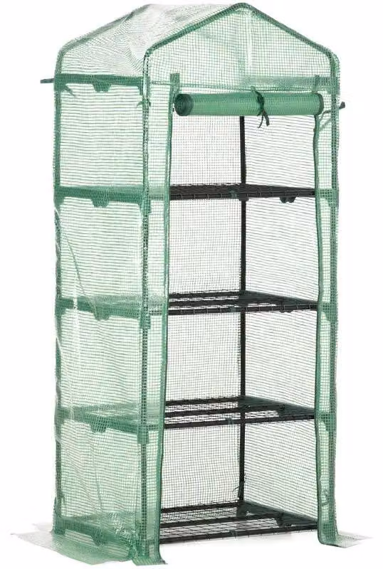 Mini serra in plastica con 4 ripiani per piante | Colore: Verde | Dimensioni: 60x160x65 cm