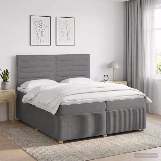 Letto box spring con materasso ibrido vidaXL Grigio e Bianco 200 x 200 cm