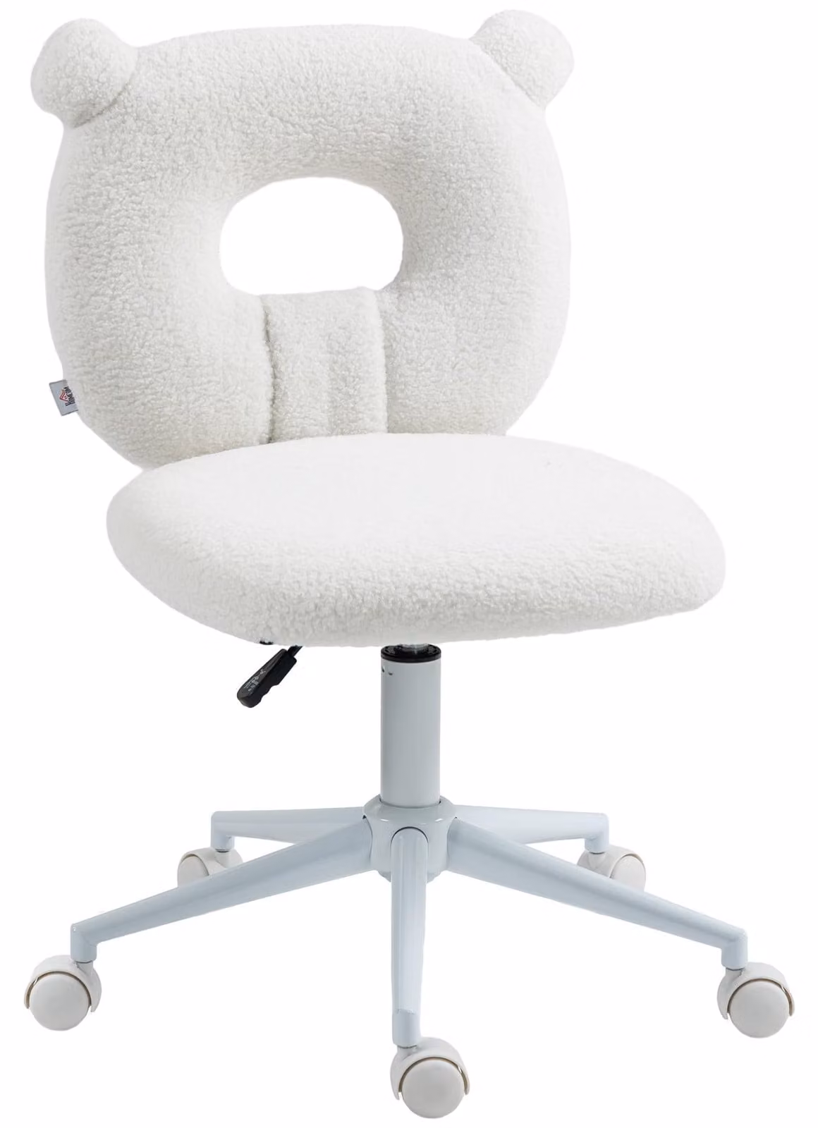 Sedia da ufficio HOMCOM, regolabile in altezza, sedia da scrivania in velluto teddy, sedia girevole, colore bianco