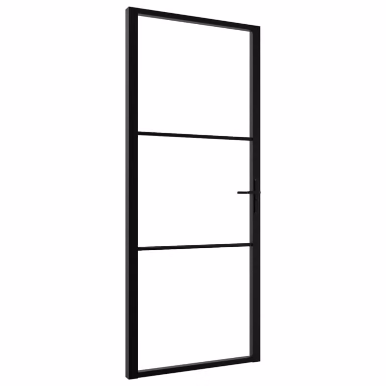 Porta da Interno ESG Vetro e Alluminio 93x201,5 cm Nera