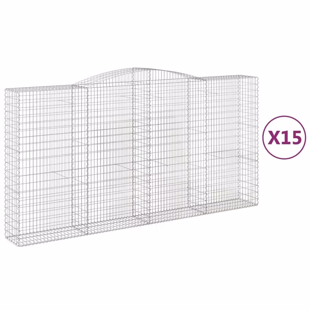 Cesti Gabbioni ad Arco 15 pz 400x50x200/220 cm Ferro Zincato