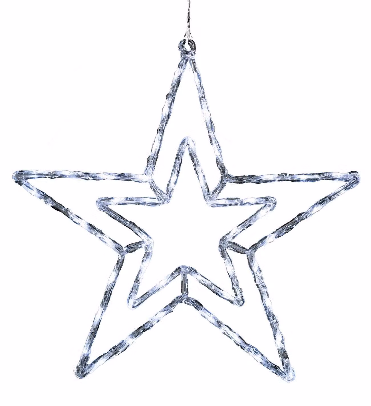 Stella decorativa in acrilico con luci LED, 48 diodi bianchi freddi, 8 funzioni, dimensioni 58x58 cm