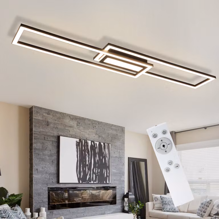 ZMH LED Plafoniera nera dimmerabile con telecomando Plafoniera moderna da camera da letto geometrica 50W per soggiorno cucina corridoio ufficio Lampada a soffitto