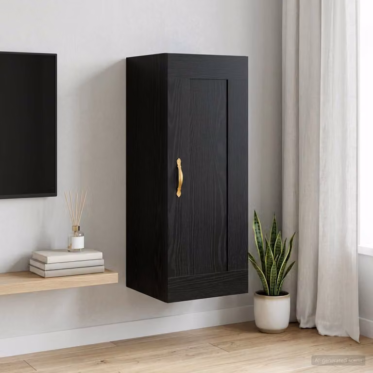 Armadietto a muro moderno vidaXL in MDF nero opaco L: 34,5 cm, P: 34 cm, H: 90 cm