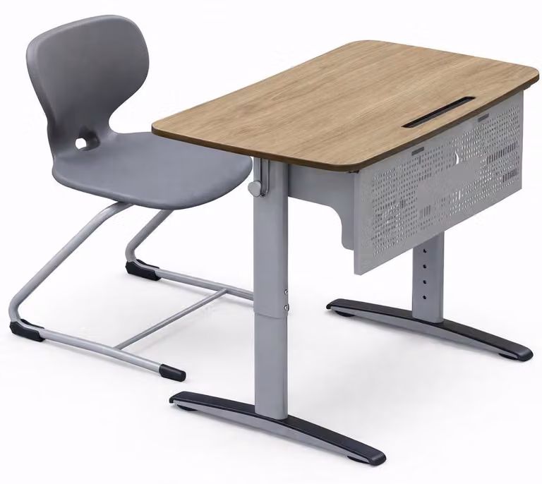 Panca scolastica NovaLine con sedia ergonomica e finitura effetto legno