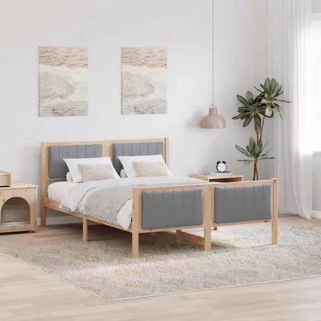 Struttura del Letto Marrone e grigio chiaro 140 x 190 cm 3394323
