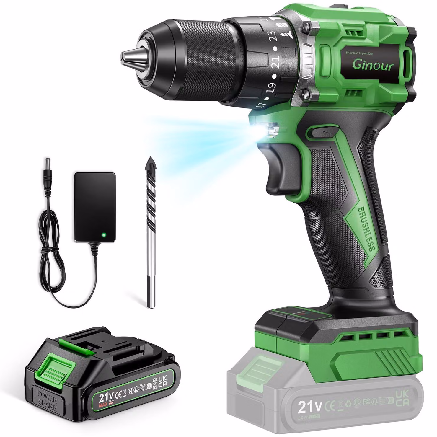 Chiave a percussione a batteria da 21 V - Coppia di 50 Nm - Potenza di 800 W - Metallo - Wireless e portatile