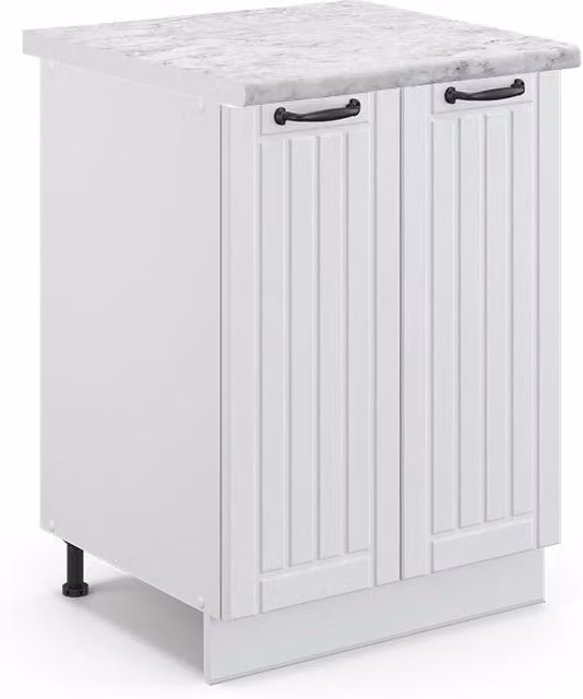 Mobiletto base cucina Fame-Line Bianco rustico/Bianco 60 cm, PL Marmo Vicco