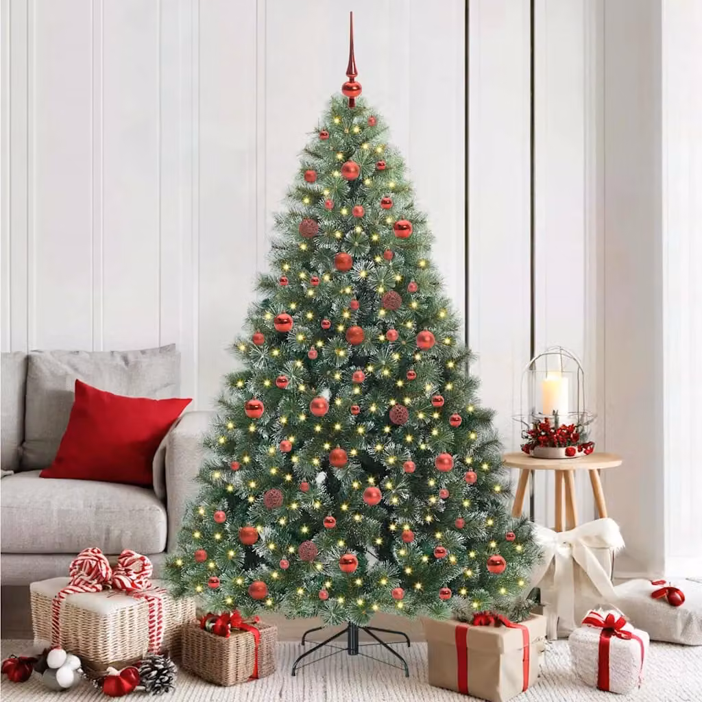 Albero di Natale artificiale moderno vidaXL verde con 300 LED luce bianca calda in PE e PVC – 1