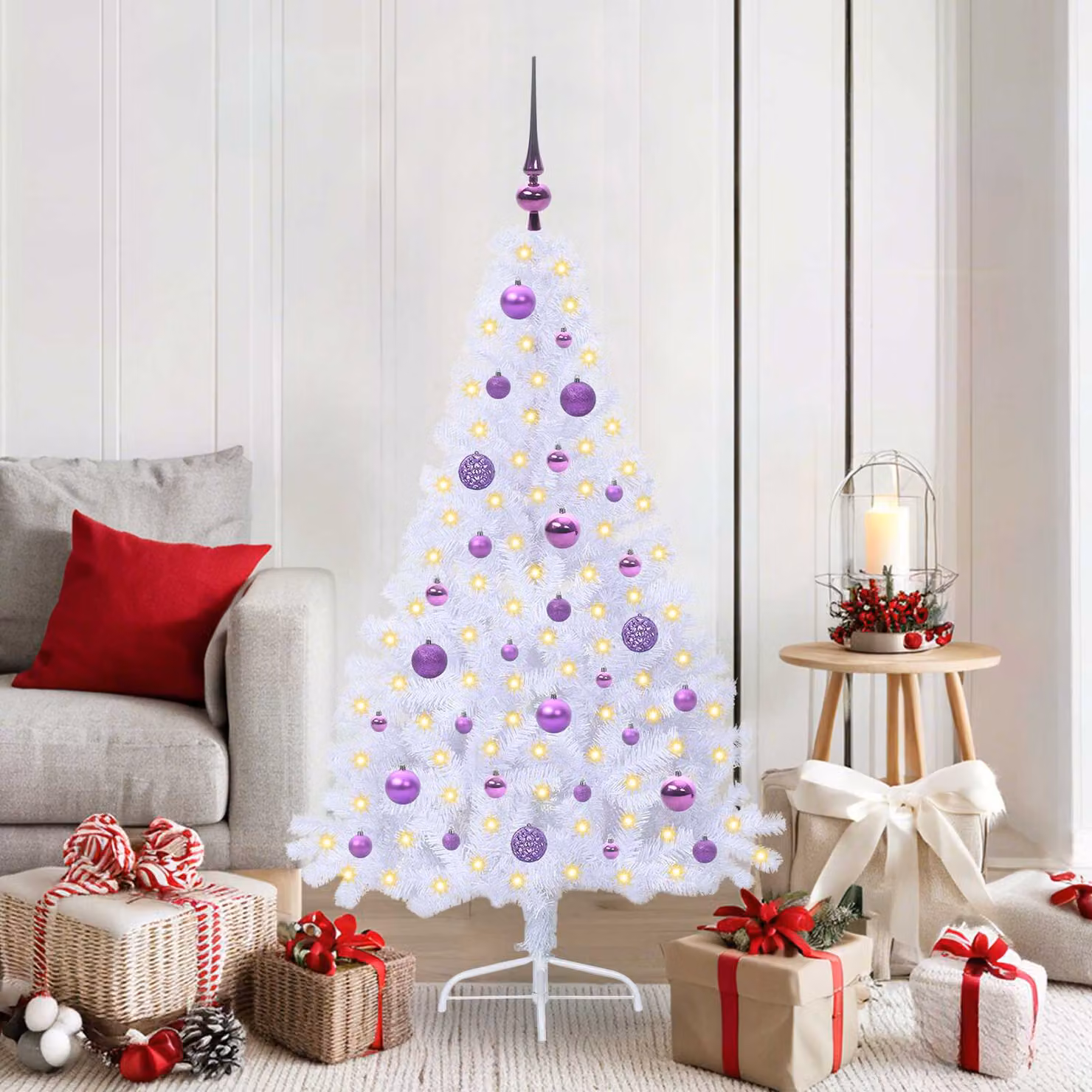 vidaXL Albero di Natale artificiale Bianco 150 cm PVC e Acciaio
