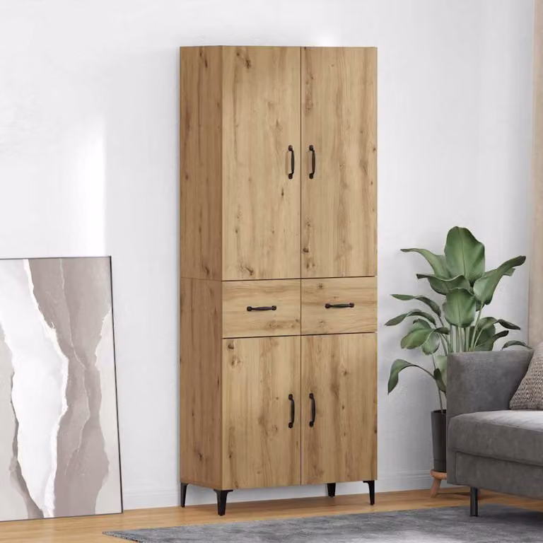 Credenza moderna vidaXL in rovere marrone con ante e ripiani interni L: 69,5 cm, P: 34 cm, H: 180 cm