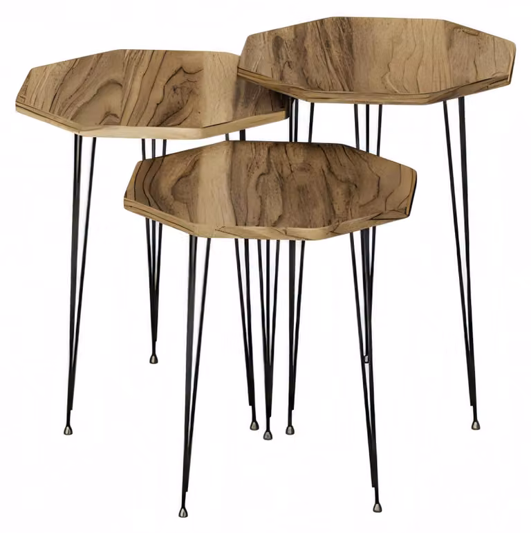 Moderner brauner Couchtisch aus Holz und Metall