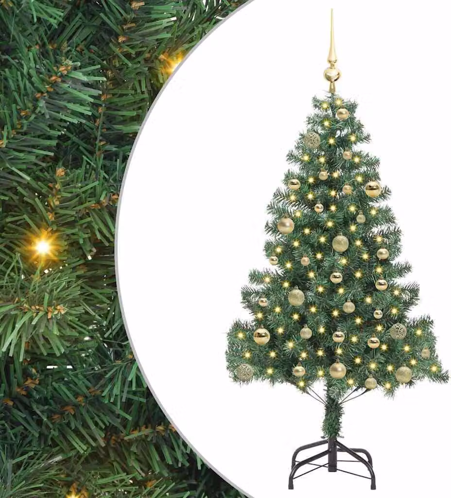 Albero di Natale con 150 LED con supporto Verde 150 cm PVC