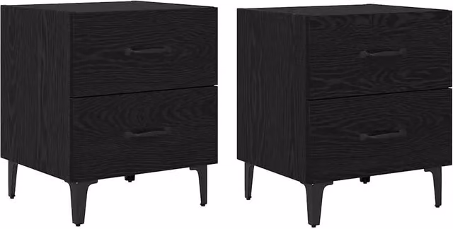 Comodino con cassetti rustico pratico spazio portaoggetti 40 x 35 x 47 cm in legno multistrato rovere nero 02_0052686