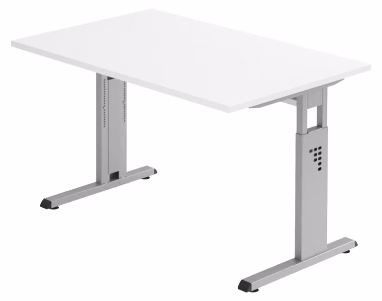 bümö Scrivania Serie-O - Decorazione: bianco, struttura: argento, dimensioni: 120 x 80 cm