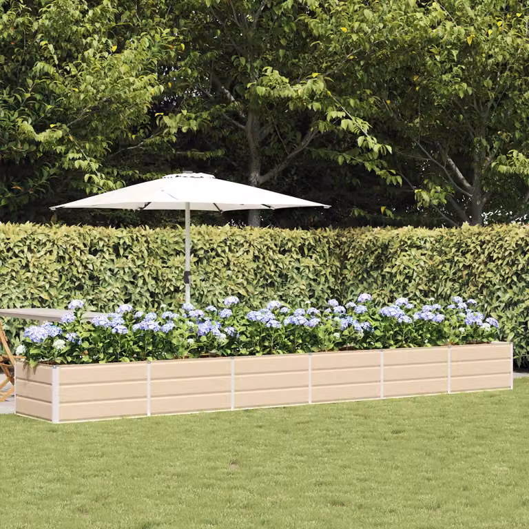 Fioriera vidaXL in acciaio e plastica, colore beige/bianco, L: 480 cm, P: 80 cm, H: 45 cm