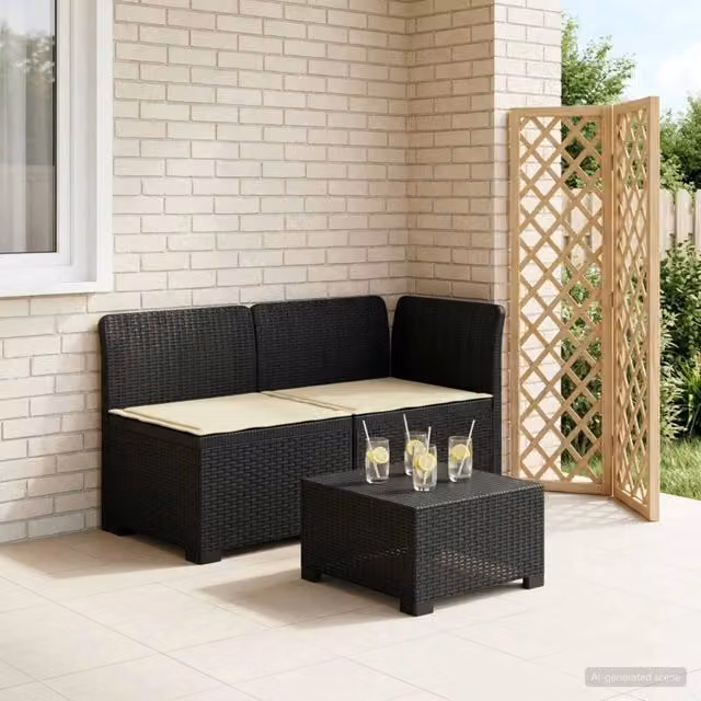 Divano da giardino a 2 posti vidaXL con cuscini in stile rattan moderno, resistente alle intemperie e ai raggi UV, disponibile in antracite, beige o nero – 1