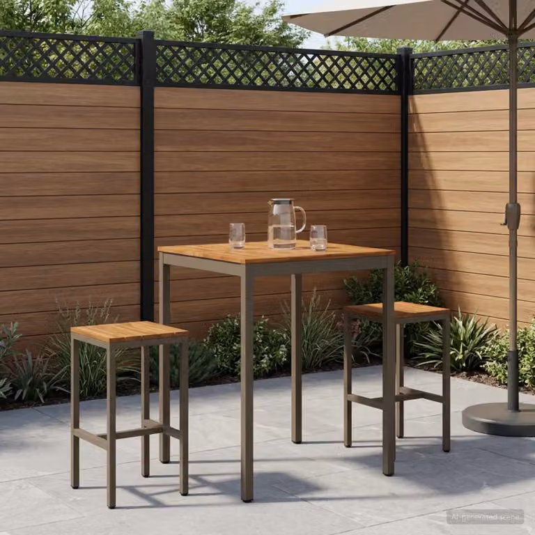 vidaXL Tavolo Bar da Giardino NAARDEN in Legno di Acacia Marrone, L: 80,5 cm, P: 60 cm, H: 105 cm