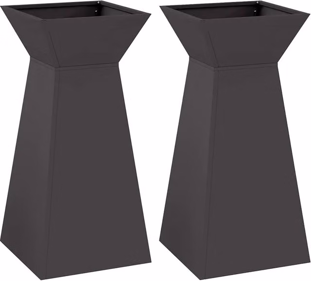 Set di 2 fioriere a colonna HELLOSHOP26 in plastica nera per esterni, design moderno, L/P/H: 35 x 35 x 73 cm