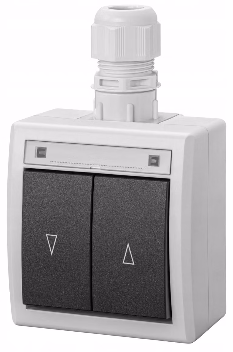 Interruttore a scatola da parete AQUANT 2K, normalmente aperto, grado di protezione IP65, colore grigio 5008-65