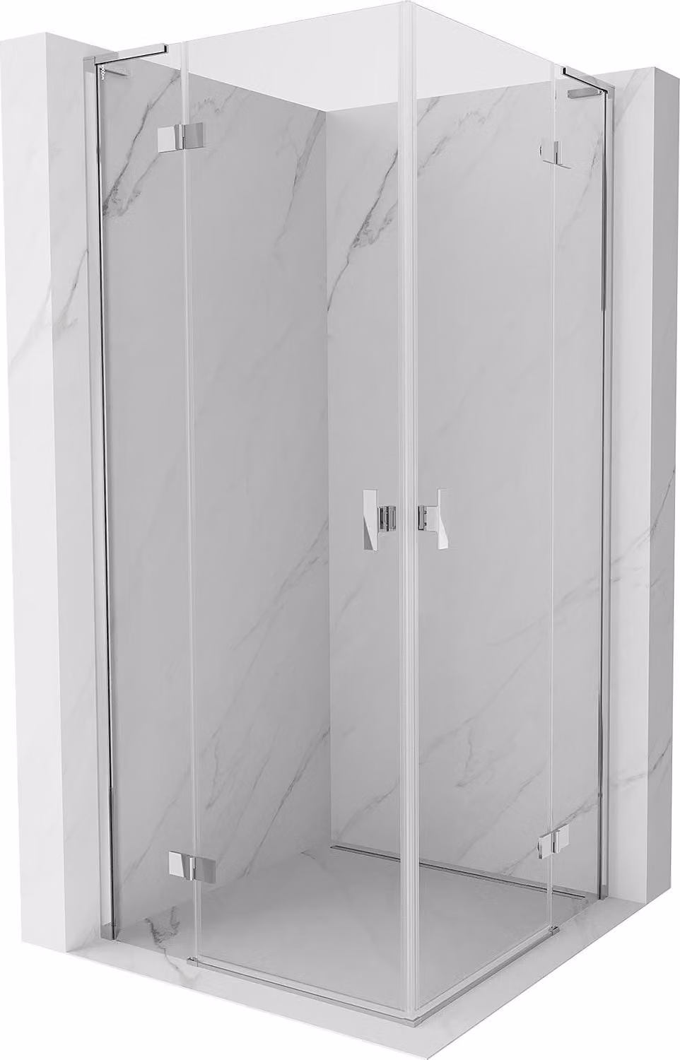 Mexen Mist-H L Duo cabina doccia a battente 80 x 80 cm, trasparente, cromo - 8A5L-080L-080P-01-00