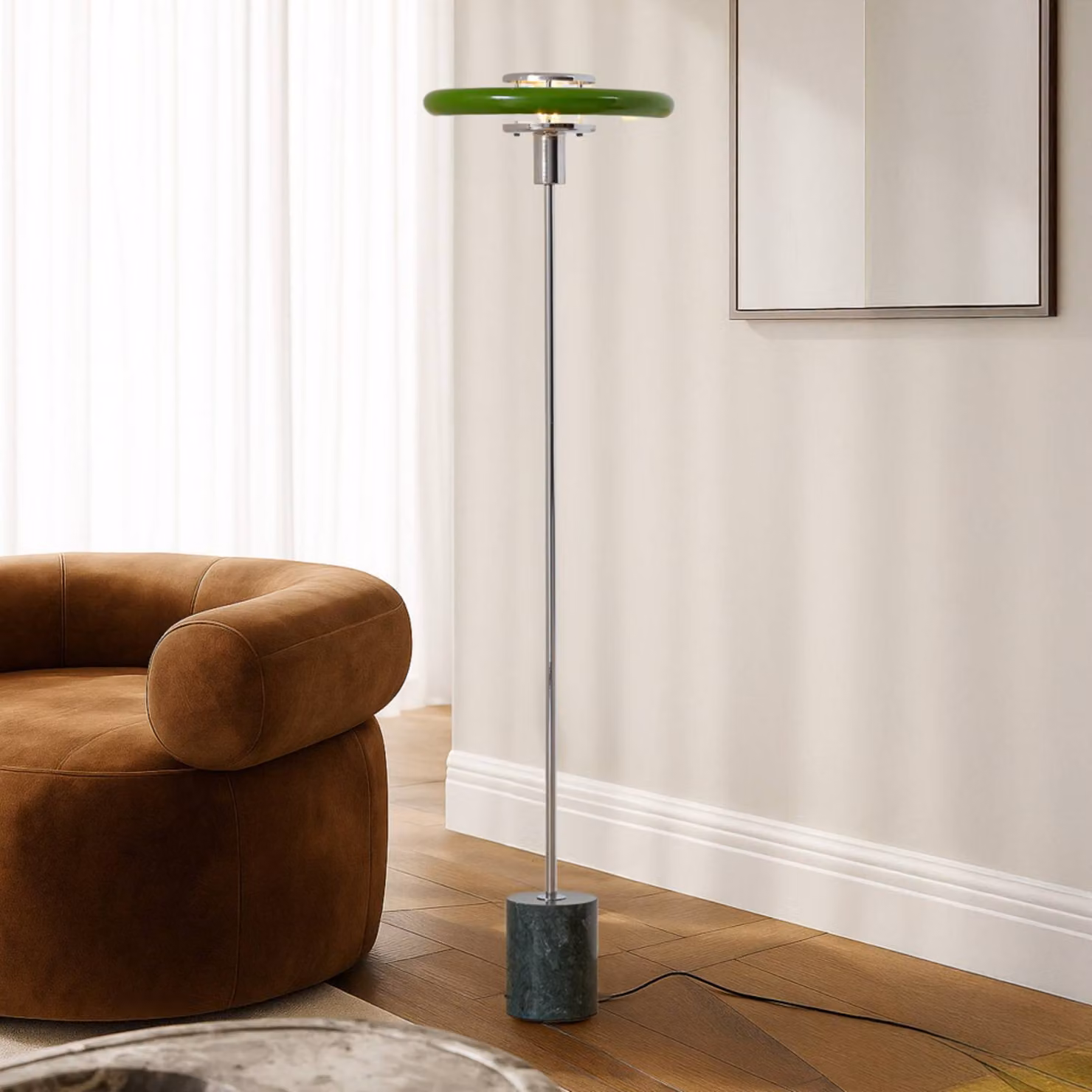 Lampada da terra Branford Lindby, Verde, Soggiorno / Sala da pranzo, Metallo, Vintage, Lampada da terra