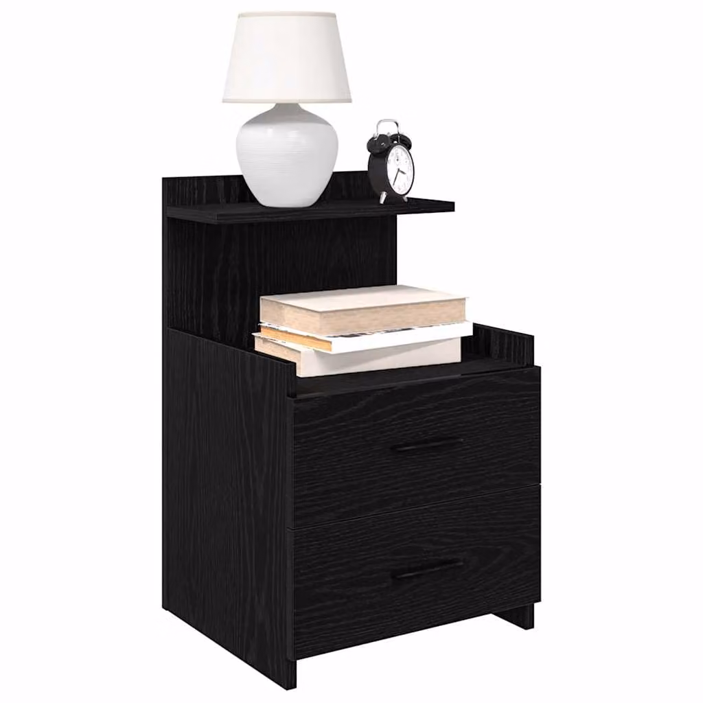 Comodino moderno vidaXL con 2 cassetti nero opaco L: 40 cm, P: 36,5 cm, H: 62 cm