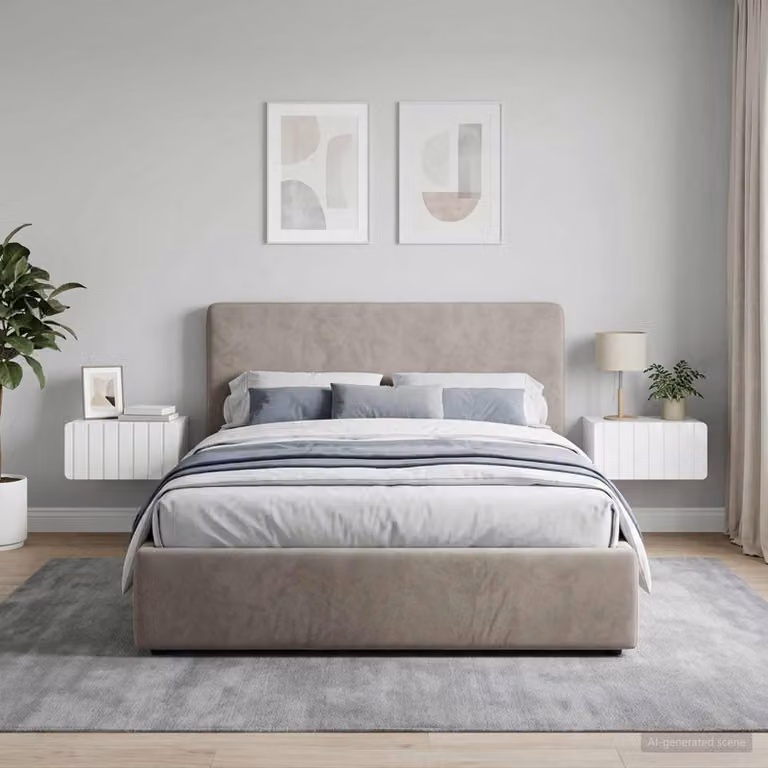 Set di 2 comodini sospesi vidaXL Bianco Lucido L 49 cm x P 34,5 cm x H 24 cm