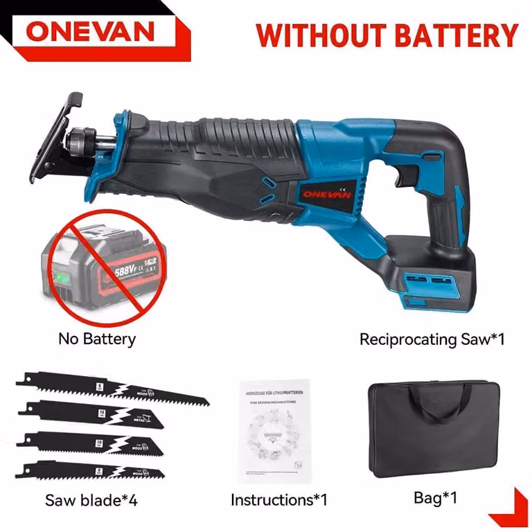Seghetta a batteria - Motosega elettrica - 3000 W - Senza batteria (Solo) - Compatibile con il sistema a 18 V - Motore a spazzole - Per la lavorazione del legno - Braun