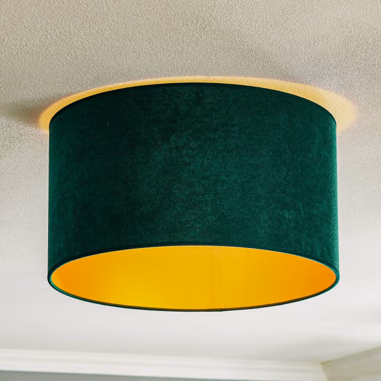 Plafoniera soffitto Golden Roller Duolla, dimmerabile, Verde, Soggiorno / Sala da pranzo, Tessuto / Stoffa / Seta, Plafoniera