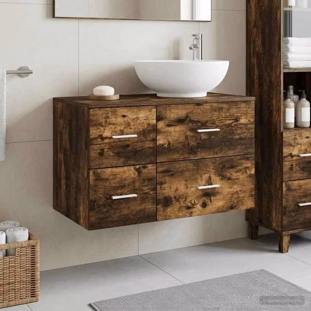 Set di mobili per il bagno 2 pz Rovere Fumo 3403996