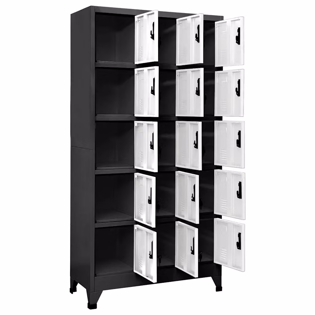 Armadietto moderno vidaXL in metallo con serratura, antracite e bianco, L 90 cm x P 40 cm x H 180 cm – 2
