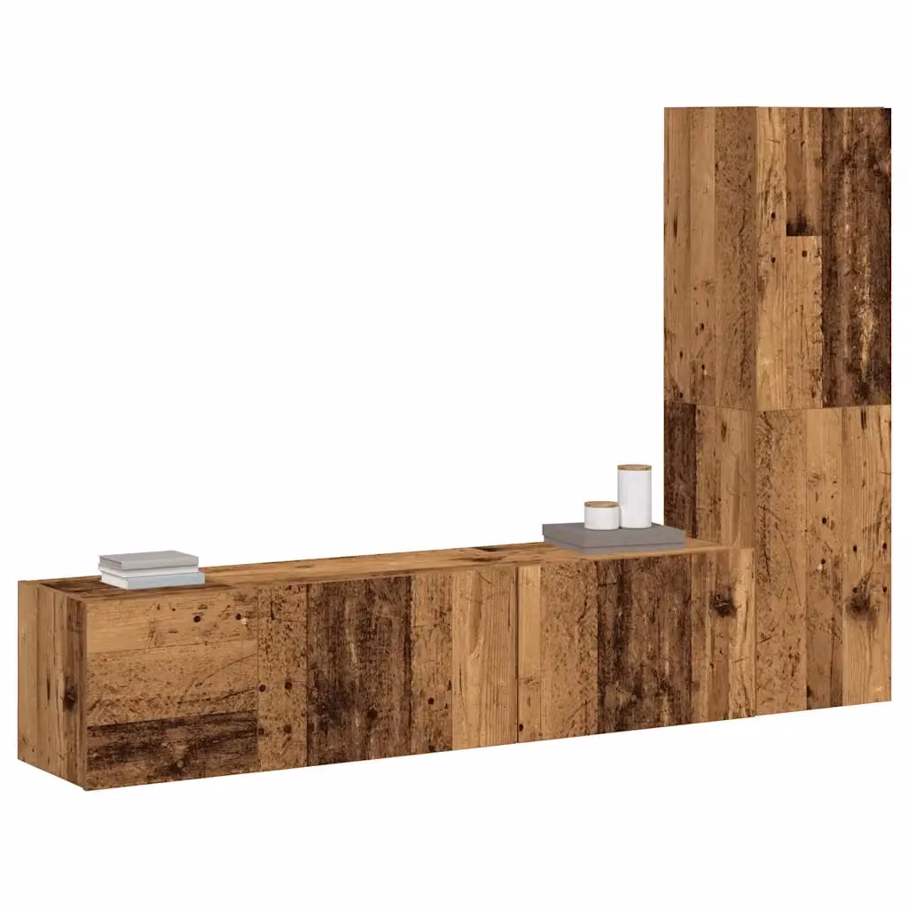 Set di mobili TV da parete vidaXL in legno e MDF, 3 pezzi, colore marrone opaco – 2