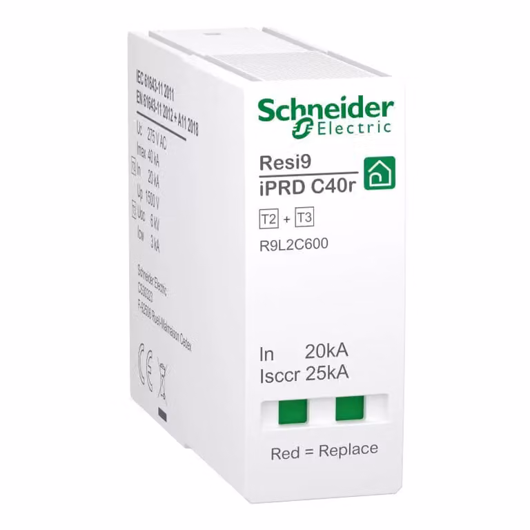 Modulo di protezione di ricambio Schneider Electric per scaricatore di sovratensione iPRD C40r 3P+N, tipo 2+3, modulo L-N R9L2C600