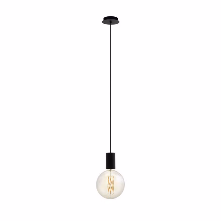 Lampadario A Sospensione Contemporaneo Pozueta Acciaio Nero 1 Luce E27