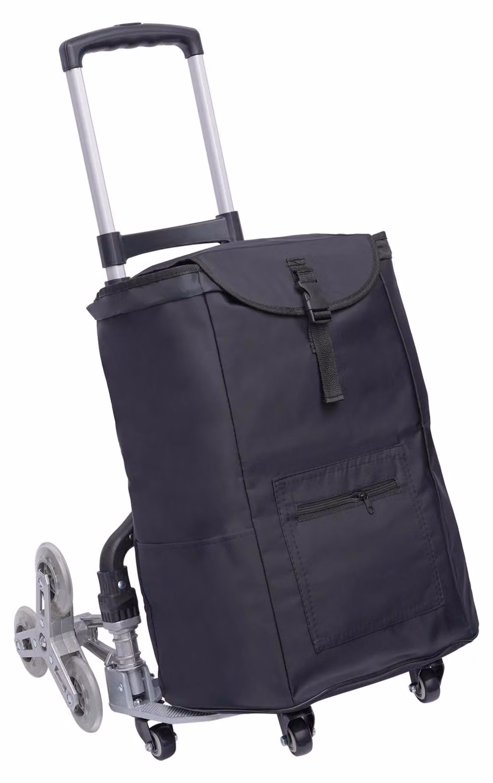 Carrello per il trasporto di scale - Carrello a mano - Capacità di carico: 75 kg su superficie piana / 40 kg su scala - Altezza regolabile - Colore: nero