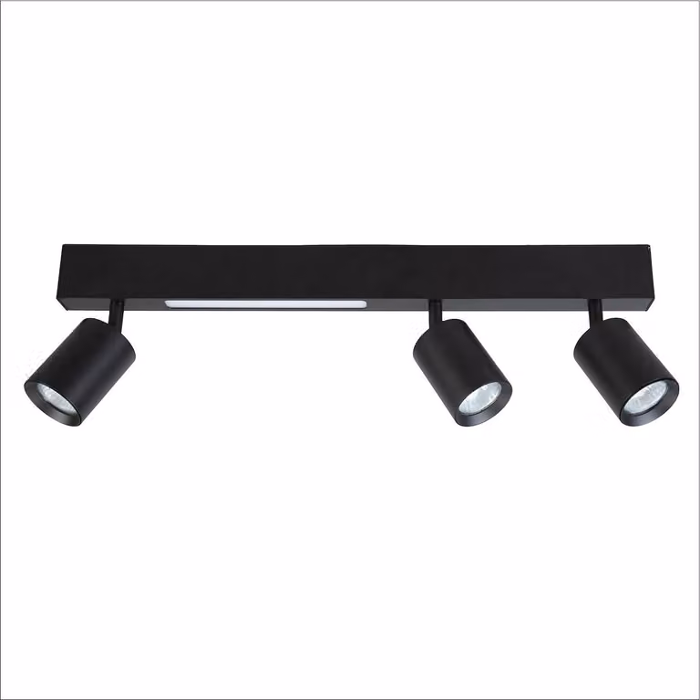Moderno faretto triplo da soffitto per il soggiorno, striscia nera, colore variabile LED 5W + 3xGU10 MAGNET Milagro