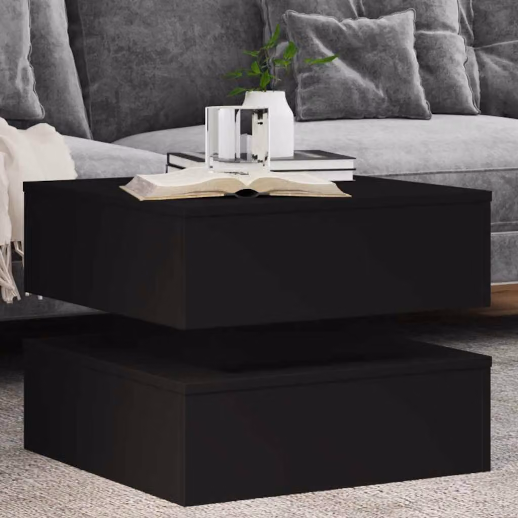 vidaXL Tavolino da Salotto Moderno Nero con Luci LED L/P/H: 50 x 50 x 40 cm