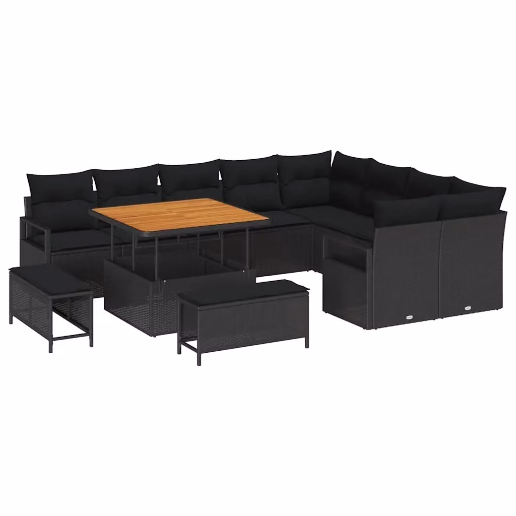 Set Divano da Giardino vidaXL 12 Pezzi a Forma di U con Cuscini Nero – 2