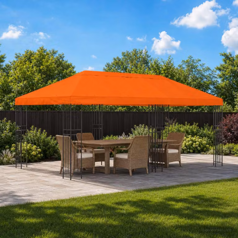 Gazebo da giardino vidaXL in acciaio e poliestere Arancione e Nero L: 600 cm, P: 300 cm, H: 276,5 cm