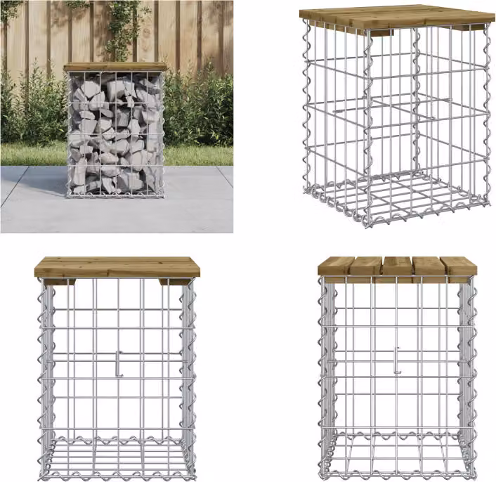 vidaXL Panca da giardino Gabion 33x31x42 cm in legno di pino impregnato - panca da giardino - panche da giardino - panca da esterno - panca da esterno