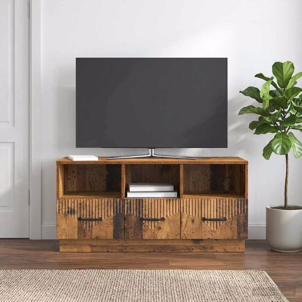 Mobile TV vidaXL in legno color marrone antico, design moderno con scomparti multimediali, L 102 cm x P 34,5 cm x H 47 cm